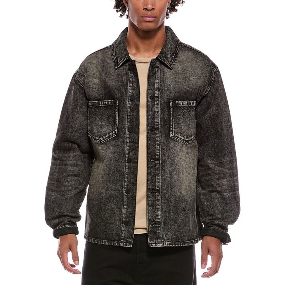 Rta Mens  Norris Denim Shacket, Grey